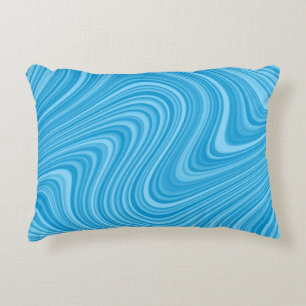 Almofada Decorativa Abstrato legal Azul/Aqua/Turquesa Curvy Linhado