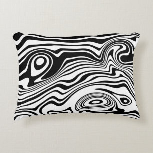 Almofada Decorativa Abstrato - Linhas Pretas e Brancas Adormecidas - P