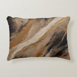 Almofada Decorativa Abstrato Marmorizado Preto Bege Dourado