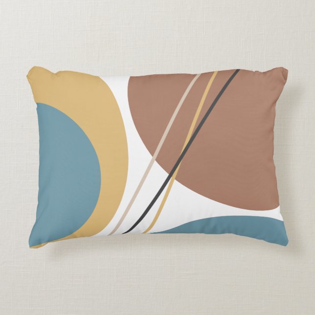 Almofada Decorativa Abstrato Meio século azul moderno (Frente)