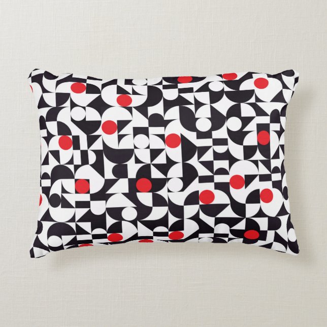 Almofada Decorativa Abstrato mínimo preto e branco geométrico e cor ve (Frente)