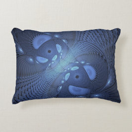 Almofada Decorativa Abstrato moderno Trendy Dusk Blue Fractal Art