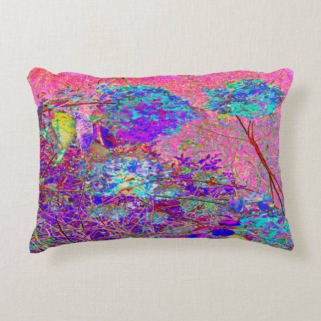 Almofada Decorativa Abstrato púrpura e azul-hidrangea com magenta (Frente)