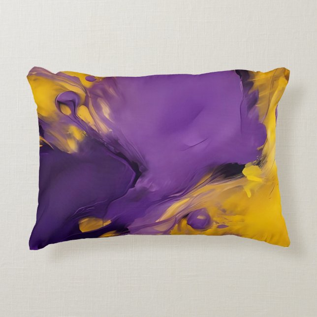 Almofada Decorativa Abstrato Roxo e Dourado (Frente)