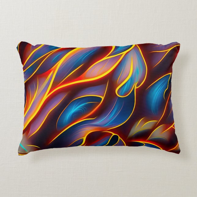 Almofada Decorativa Abstrato Swirl Blue Red Flames (Frente)