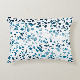 Almofada Decorativa Abstrato Terrazzo Mosaico Marinho e padrão azul c