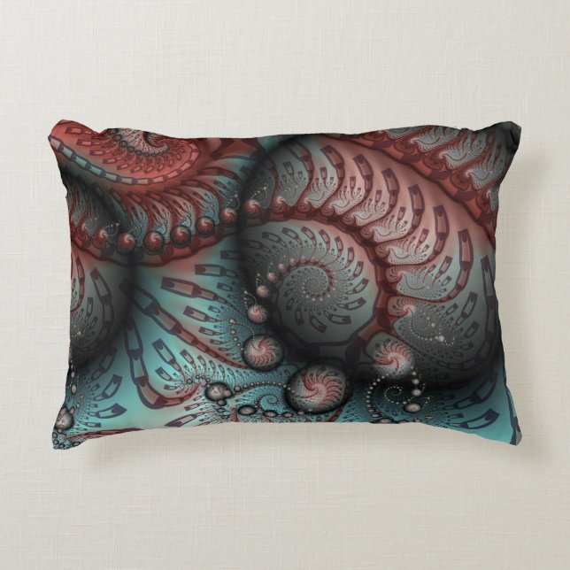 Almofada Decorativa Abstrato Vivid Fantasy Fractal Art Brown Blue (Frente)