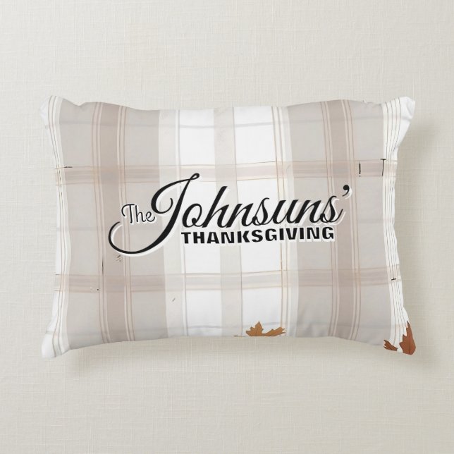 Almofada Decorativa Ação de Graças do outono da Xadrez Elegante (Frente)