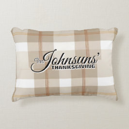 Almofada Decorativa Ação de Graças do outono da Xadrez Elegante