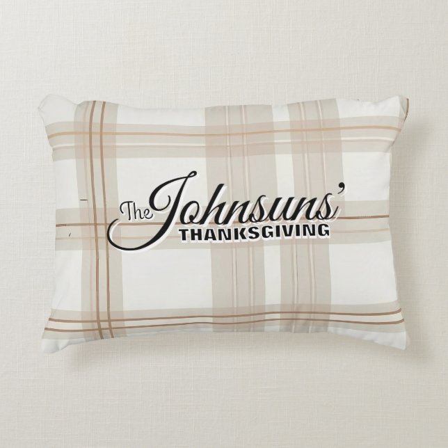 Almofada Decorativa Ação de Graças do outono da Xadrez Elegante (Frente)