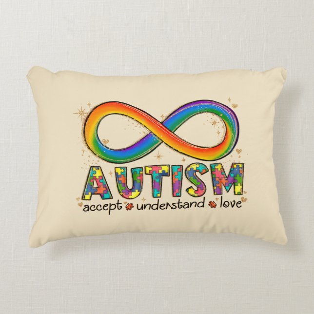 Almofada Decorativa Aceitar o Amor Compreender - Consciência do Autism (Frente)