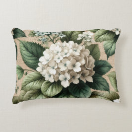 Almofada Decorativa Acento Floral de Hortênsia Branca Vintage