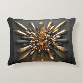 Almofada Decorativa Acessório Geométrico 3D de Ouro Luxuoso e Cristal