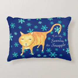 Almofada Decorativa Aconchegantes & Flocos de Neve de Natal Gato