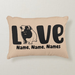 Almofada Decorativa Adicionar Nomes ou Texto, Guiné Pig LOVE em