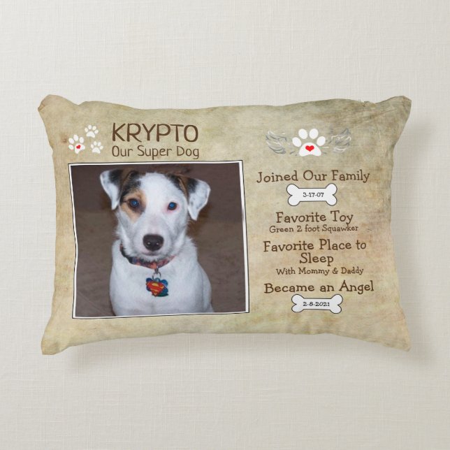 Almofada Decorativa Adicionar Perda de Pet Memorial de Cães Personaliz (Frente)