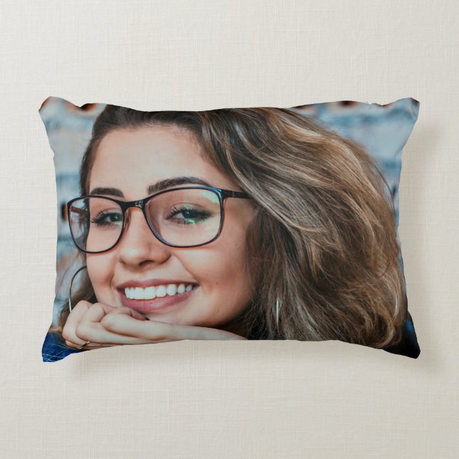 Almofada Decorativa Adicionar Sua Própria Foto Personalizada De Dois L (Frente)