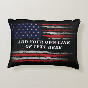 Almofada Decorativa Adicione seu próprio texto no sinalizador america