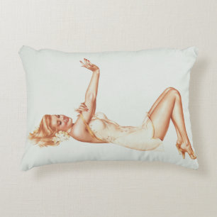 Almofada Decorativa Admiração de Arte Rapariga Pin-up por Alberto Va