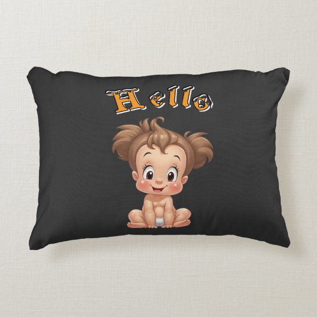 Almofada Decorativa Adorable Cartoon Baby Sitting Cheerfully with Cute (Frente)