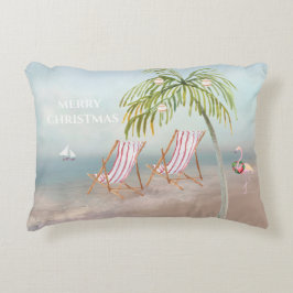 Almofada Decorativa Adorável Cena de Praia de Watercolor de Natal