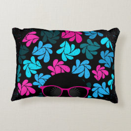 Almofada Decorativa Afro Diva Turquesa e Rosa Quente