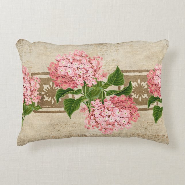 Almofada Decorativa Agrupamentos de Hortênsias Rosa (Frente)