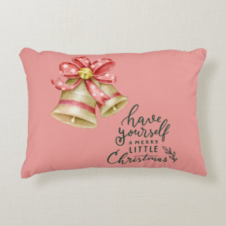 Almofada Decorativa Água doce sininho de Natal aquarela fundo rosa
