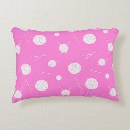 Almofada Decorativa Agulhas brancas cor-de-rosa para tricô e fio padrã