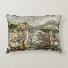 Almofada Decorativa Ainda Juntos Animais da Fazenda Caprichosos Chuvos