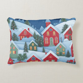Almofada Decorativa Aldeia de Natal 3D com Corta de Papel