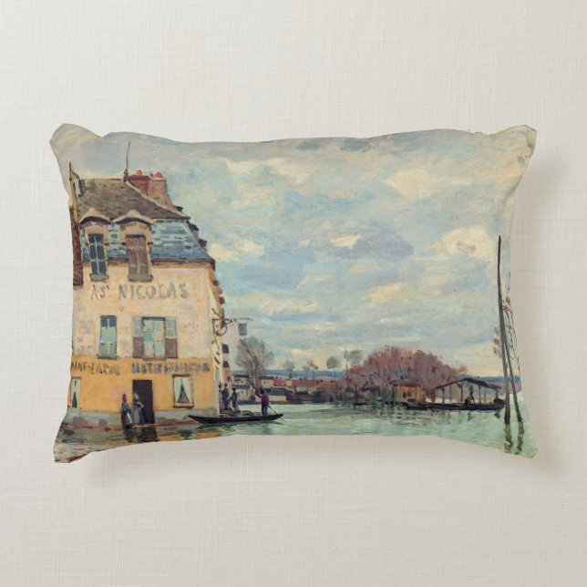 Almofada Decorativa Alfred Sisley - Inundações em Port-Marly 1872 (Frente)