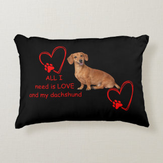 Almofada Decorativa All I Need Is Love and My Dachshund Throw Pillow