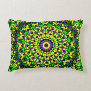 Almofada Decorativa Amarelo, verde, Mandala roxo