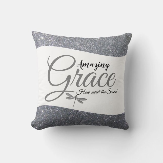 Almofada decorativa Amazing Grace brilho prateado (Frente)