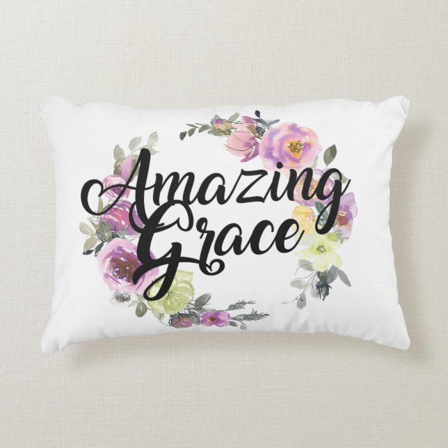 Almofada Decorativa Amazing Grace How Sweet The Sound Floral (Frente)