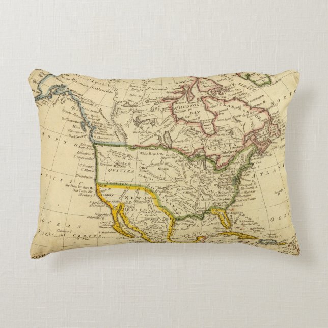 Almofada Decorativa America do Norte gravou o mapa (Frente)