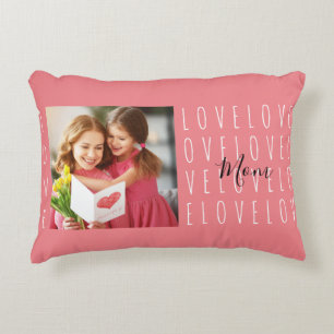 Almofada Decorativa Amor Mãe Cita Foto Da Família Coral Pink