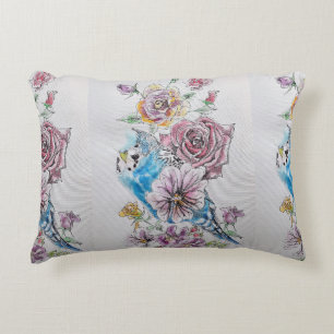 Almofada Decorativa Amostra de Rosas e Pássaros do orçamento de aqua