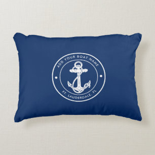 Almofada Decorativa Âncora de Barco Náutico e Nome Personalizado