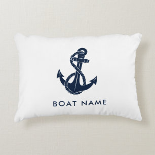 Almofada Decorativa Âncora Náutica com Nome do Barco Personalizado