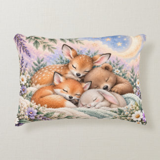 Almofada Decorativa Animais da Floresta Adormecidos Aquarela Enfeite B