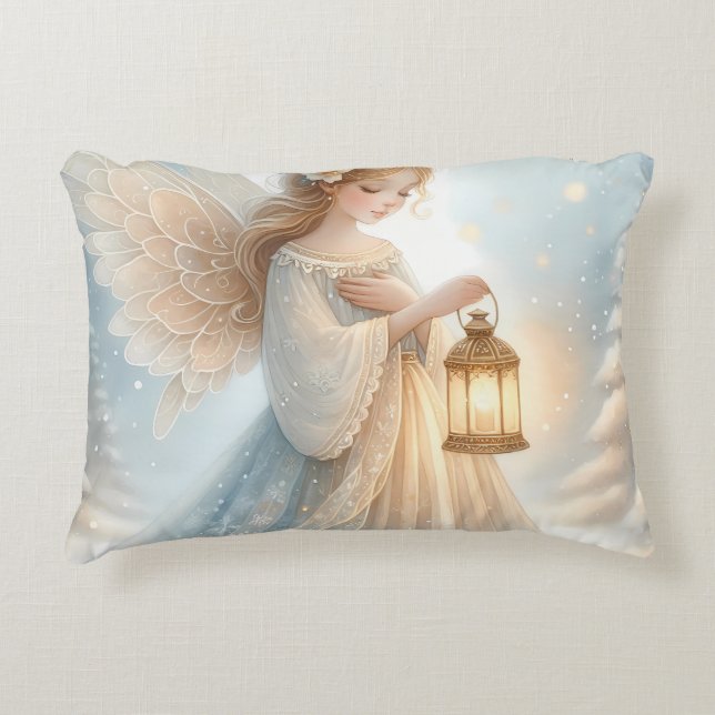 Almofada Decorativa Anjo Lanterna Celestial de Inverno de Conforto (Frente)