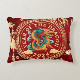 Almofada Decorativa Ano do Dragão 2024 | Símbolo Zodiac Chinês