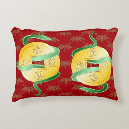 Almofada Decorativa Ano Novo Lunar Chinês da Moeda Dourada de Cobra 20