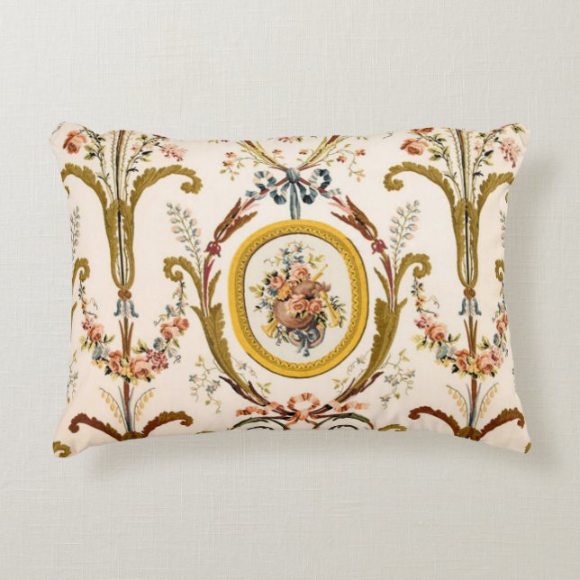 Almofada Decorativa Antiguamente francês Rococo Floral Dourado Cream E (Frente)