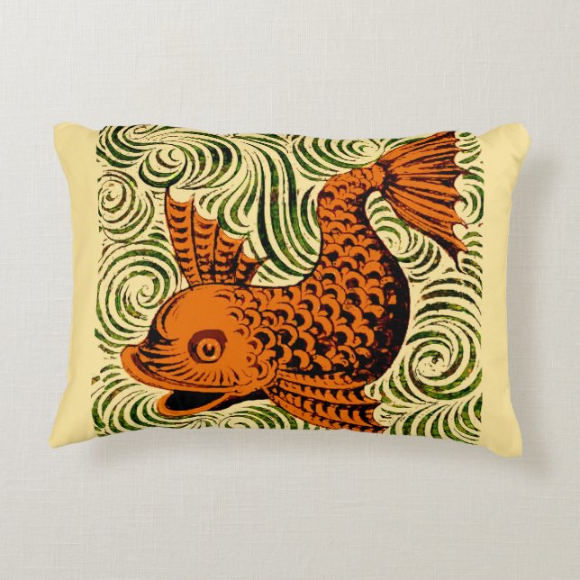 Almofada Decorativa Antiguidade de Peixe Azulejo Antigo (Verso)