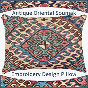 Almofada Decorativa Antique Oriental Soumak Embroiderme Design