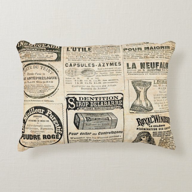 Almofada Decorativa Anúncio de jornal francês em 1897 (Frente)