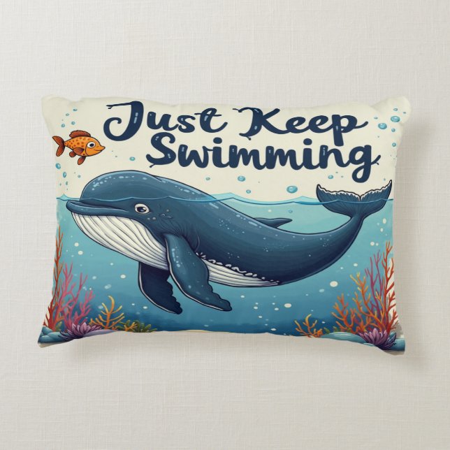 Almofada Decorativa Apenas continue nadando - motivacional (Verso)